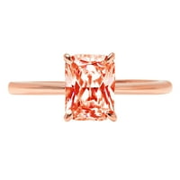 2. CT Brilliant Radiant Cut Clear Simulated Diamond 18K Rose Gold Politaire Ring SZ 4.75