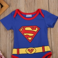 0- Месеци бебета новородени бебета момчета супермен къси ръкави ромперски дрехи дрехи