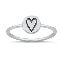 Сладък мъничък обещаващ сърдечен любовен пръстен. Стерлинг сребърна лента бижута женски мъжки унизис размер 7