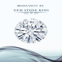 Gem Stone King Sterling Silver годежен пръстен Овален мистичен топаз и Moissanite