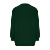 Суитчърс за палавина за жени v Врат падане лек плътно цвят модна топла Голяма пригодна пуловер джобове суичъри, зелено