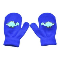 Чифт 1- години Момчета Момичета ръкавици плетени малки динозавър модел зимно бебе удебелени топли карикатурни ръкавици за открито