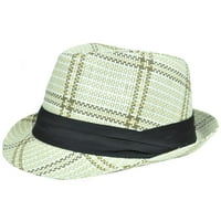 Тъкана слама голяма xlarge fedora трилби лента лък карирана шапка stetson fd- Слонова кост