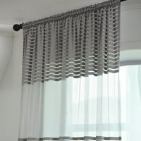 1Panel двойка завеса за основата широка раиран слот горна завеса voile тюл прозорец завеси панел чист вален шал