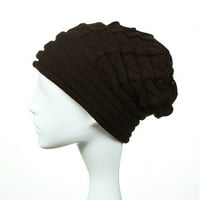 Шапки за жени дамски зимна плетена шапка faux-fur pom руно, облицована топла кафе шапка, клирънс