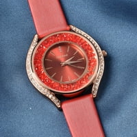 Магазин lc strada японско движение червено бяло кристално сърце Stardust часовник с червена веган кожена каишка за рожден ден подаръци