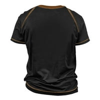 Hanas Men's Raglan тениска ретро късо ръкав кръгла шия писмо печат върхове черни xxxl