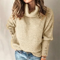 Женски пуловери за пуловери за пуловери пуловери с дълъг ръкав с голям ръкав каки 2xl