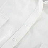 Ризи за жени Бизнес Небрежно прикрийте женски бутон надолу ризи, продавани от дълги плюс размер дамски върхове странични разделителни ролки ръкави свободни върхове за жени бели m