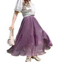Жени наполовина рокля, плисирана плътна цвят A-облицовка на лятна пролетна улица парти дълга пола
