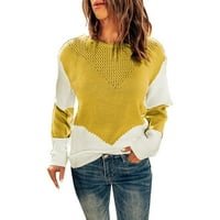 Pimfylm женски пуловери пуловери дълги пуловери с дълъг ръкав с голям ръкав жълт s