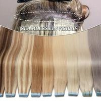 Човешка лента за коса в удължаване на човешката коса 50g права безшевна кожа вътък пълна глава двустранна лента за коса