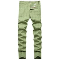 Jyeity Fall Спестяване Мъжки райета карирани панталони тънък разтягане костюм ежедневни панталони торбисти товарни панталони Зелени размери 8