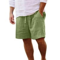 Wozhidaoke мъжки къси панталони мъже пролетта лято панталони памук свободен плюс размер спално бельо мъжки панталони зелени m