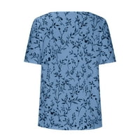Женски летни туники върхове облечени ежедневни върхове и блузи v Врат късо ръкав Тениски тениски Разхлабени удобни бохо тениски