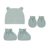 Шапка шапки бебета момчета памучни шапки шапка за шапка бебе мек череп шапка шапка за бебе момче 0- месеца шапка ръкавици и чорапи