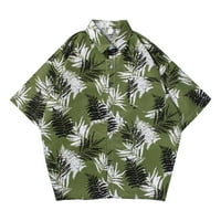 Ризи за мъже върхове небрежни свободни флорални отпечатани плаж с къс ръкав бутон надолу винтидж рокля риза