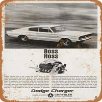 Метален знак - Dodge Charger Street Hemi Boss Hoss - Vintage Rusty Look