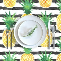 Памучен сатен покривка, 70 144 - ананасови ивици акварелни черни бели ярки летни храни Тропически плодове скала ананаси малко печат по поръчка на масата спално бельо от лъжица