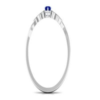 Минимален обещаващ пръстен със син сапфир и диамант за жени, сребро на стерлинги, САЩ 13.00
