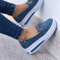 Жени маратонки клинове платформа Небрежни обувки се приплъзват на комфорт обувки за ходене жени платформа ежедневни обувки сини