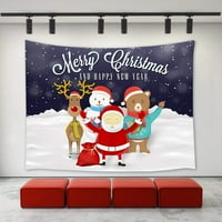 Cadecor Коледен декор гоблен, коледна весела Коледа снежен човек Дядо Коледа Рудолф Червеният нос Карикатура на елени мечки Зимна снежна стена гоблен