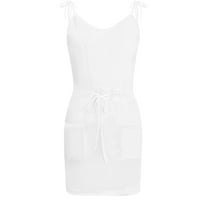 Finelylove ежедневни летни рокли JUMPSUITS Жена A-Line Къси без ръкави отпечатани бяло xxl