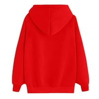 tklpehg коледни ризи за жени дами върхове ежедневни удобни годни пуловер върхове с дълъг ръкав Топс модерни качулки с джобна суитчър Коледна карирана печат графичен качулка червен m