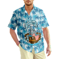 Dumbo Color Fly Elephant Men's Big & Tall Graphic Hawaiian Rish, възрастни момчета момичета Dumbo Pattern Front Buttons Ress