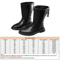 Difumos Girls Disherable Cround Toe Mid Calf Boots Небрежно водоустойчиво езда багажник Удвояване Комфорт Черно странично цип 11C