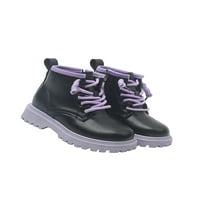 Lacyhop Girls Outdoor Breathable Round Toe Кратки ботуши деца ходеща комфортна платформа Небрежна обувка Неплъзгаща се среден топ обувки