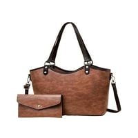 Haite Women Tote чанта за чанта с много джобове, подвижни чанти за рамо в голям капацитет дами ретро горна дръжка кафяво