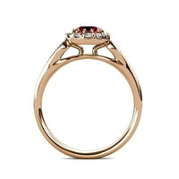 Ruby and Diamond Cupcake Halo годежен пръстен 1. CT TW в 14K розово злато.size 8