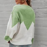 Aloohaidyvio Terra и Sky пуловери за жени, дамски цвят, блокиращ хлабав плетен пуловер кръгла врата пуловер