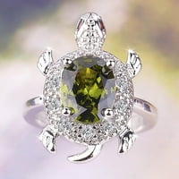keusn стерлингов сребърен костенурка пръстен Зелен опал пръстен Костенурка Бижута Дълголетие подарък W