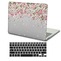 Капак на черупка на Kaishek Hard Case за MacBook Air 13.6 . A + черен капак на клавиатурата, цветя 1