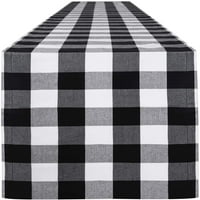 Buffalo Check Table Runner Cotton-Polyester Blend Ръчно изработено черно-бяло карирано за семейна вечеря, открити или закрити партита, благодарност, Коледа и събиране