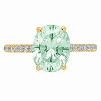 2.21ct овално изрязване зелено симулиран диамант 14k жълто злато годишнина годежен пръстен размер 10.75