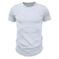 Оребрена мускулна тройка за мъже с къси ръкави мускулни ризи тренировка атлетична основна тениска с мека блуза на пуловер