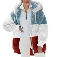 Зимно палто за жени модни дамски топло фау палто яке зимен цип дълъг ръкав външни дрехи сиво xxxl