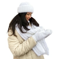 Pudcoco жени плета шапка ръкавици меки топли зимни аксесоари за студено време