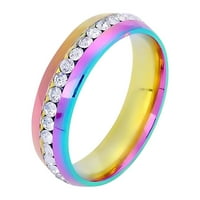 Pgeraug подаръци за жени цвят диамантен двойка пръстен гланцов арка от неръждаема стомана бижута за бижута Свети Валентин J Ring J.