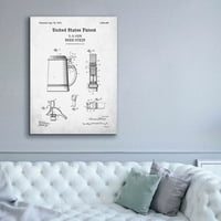 Epic Graffiti 'Beer Stein Blueprint Patent White' Giclee Canvas Wall Art, 40 x54