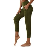 Женски йога гамаши фитнес за фитнес спортни джобове активни панталони зелени l