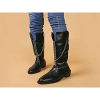 Eloshman Women Chaning Boots Оценявани пръсти Зимни коляни високо обувки Изрязани високи обувки Учеб