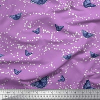 Soimoi Yellow Poly Georgette Fabric Dot & Butterfly Print Fabric край двора