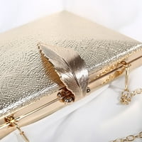 Жени Fau Leather Shiny Evening Bag Leaf Lock Clutch Banquet Crossbody чанта