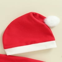 Liacowi малко дете бебе Коледа Санта костюм контраст цвят кръгла шия с дълъг ръкав върхове + панталони + шапка