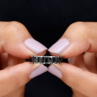 Истински черен пръстен за вечността на Spinel за жени, 14K бяло злато, САЩ 9.00