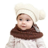 Сладко бебе деца момиче момче двойни топки топла зимна плетена шапка шапка шапка